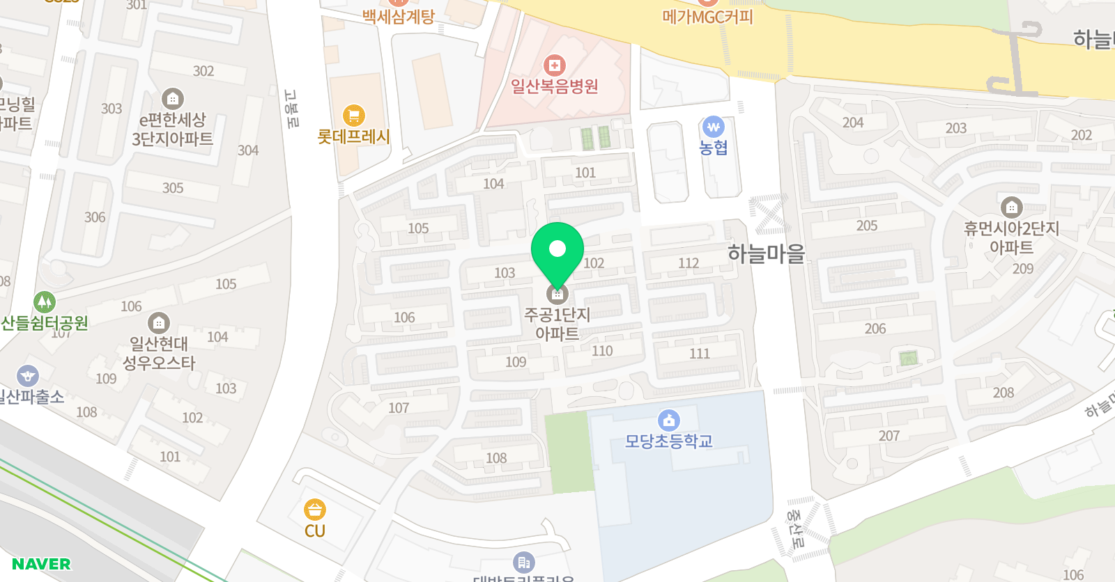 아소비 고양중산하늘2단지 점 위치