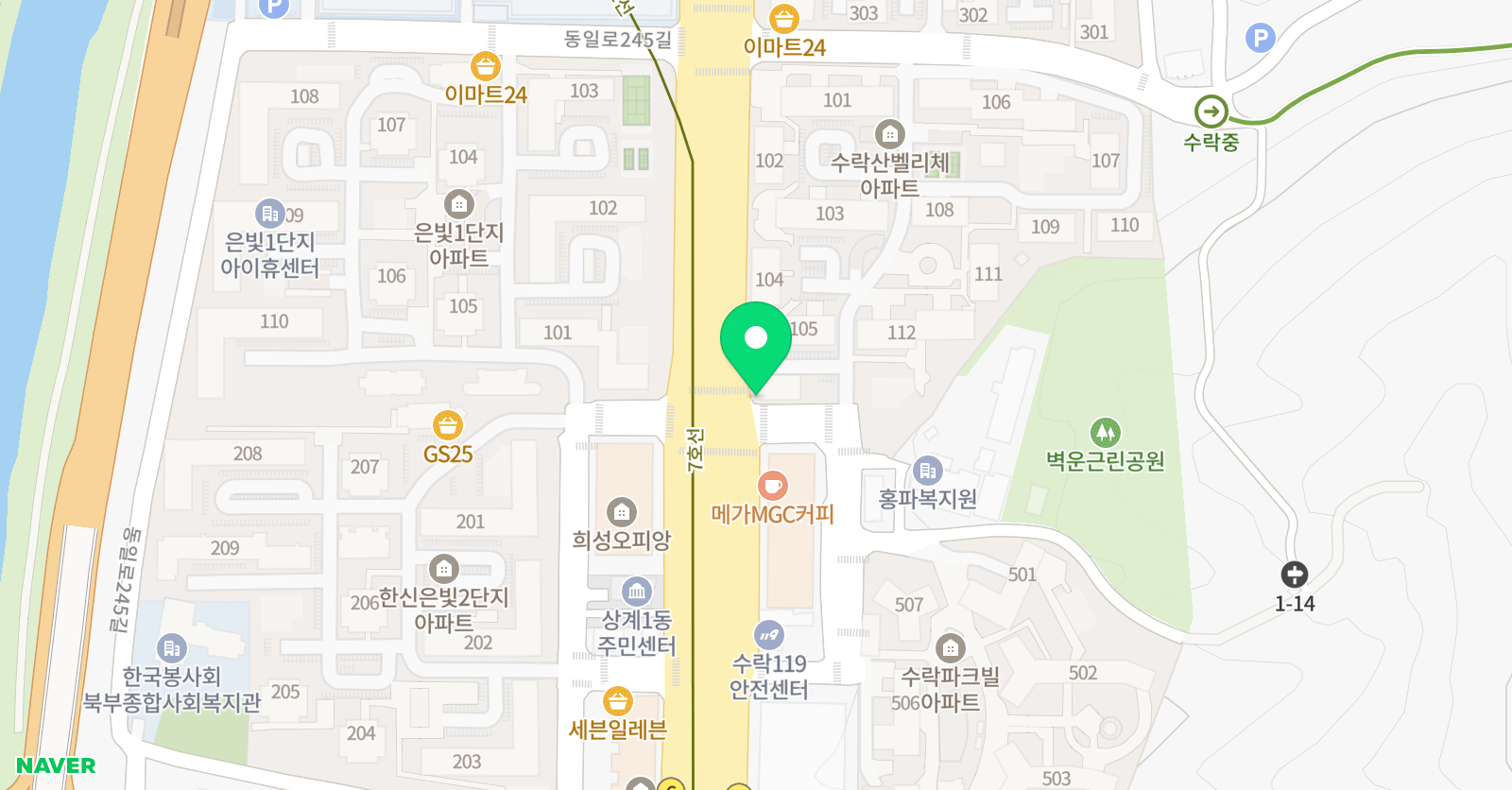 용인대금메달 태권도 수락산역점 위치