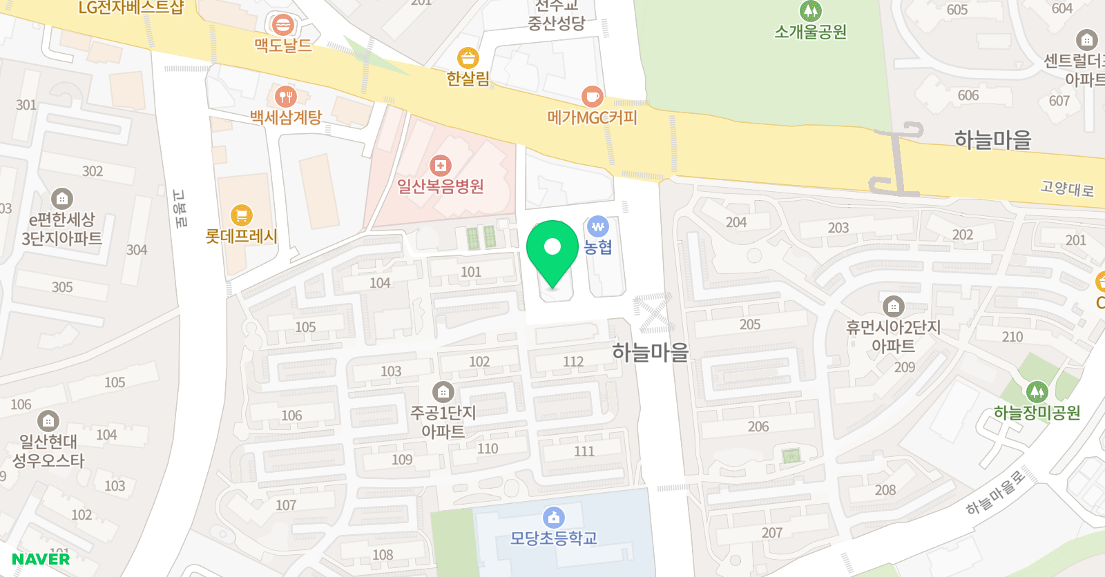 YBM 잉글루 일산센트럴 제1캠퍼스 위치