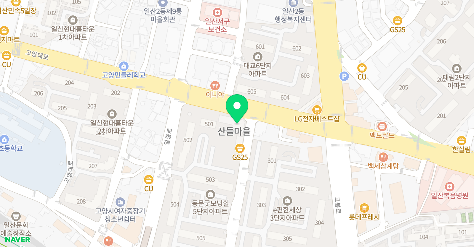 산들홍익 미술학원 위치