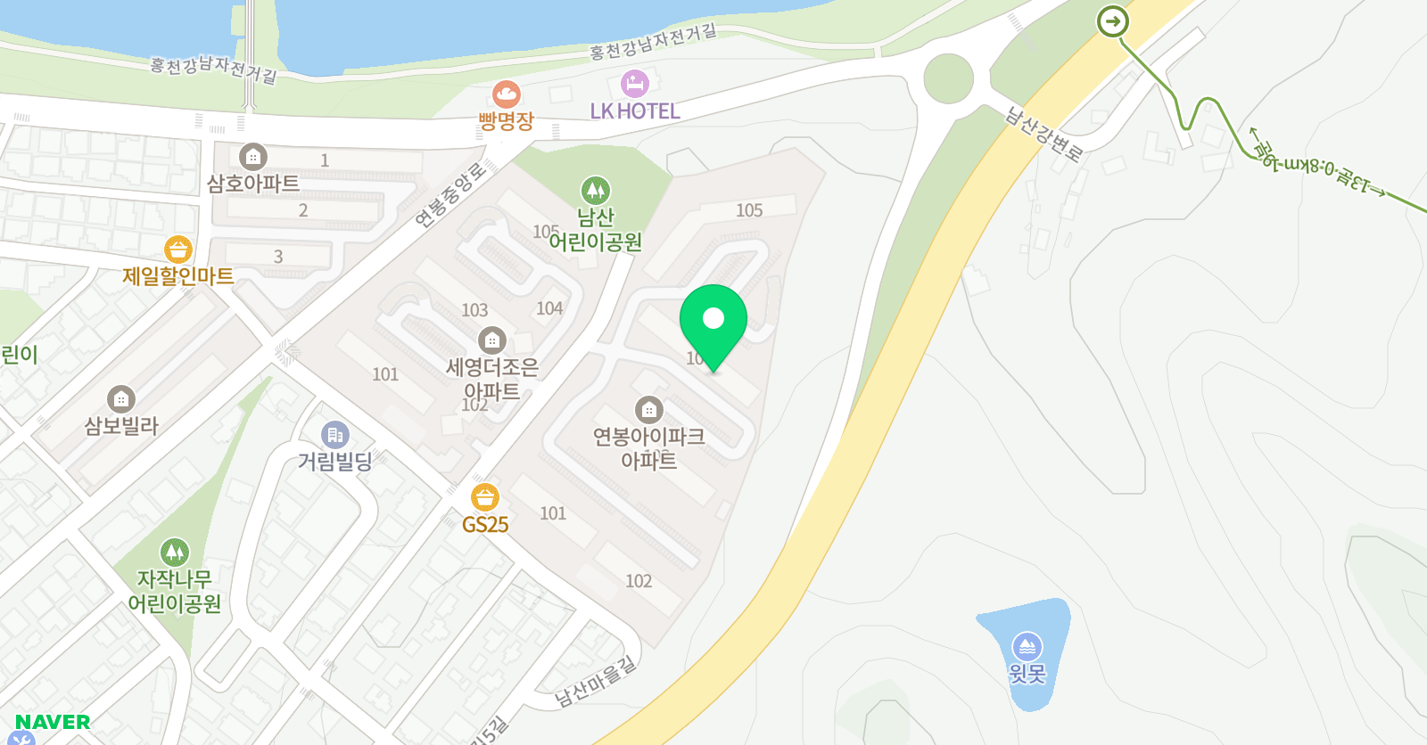 홍천 아트앤하트 연봉교육원 위치