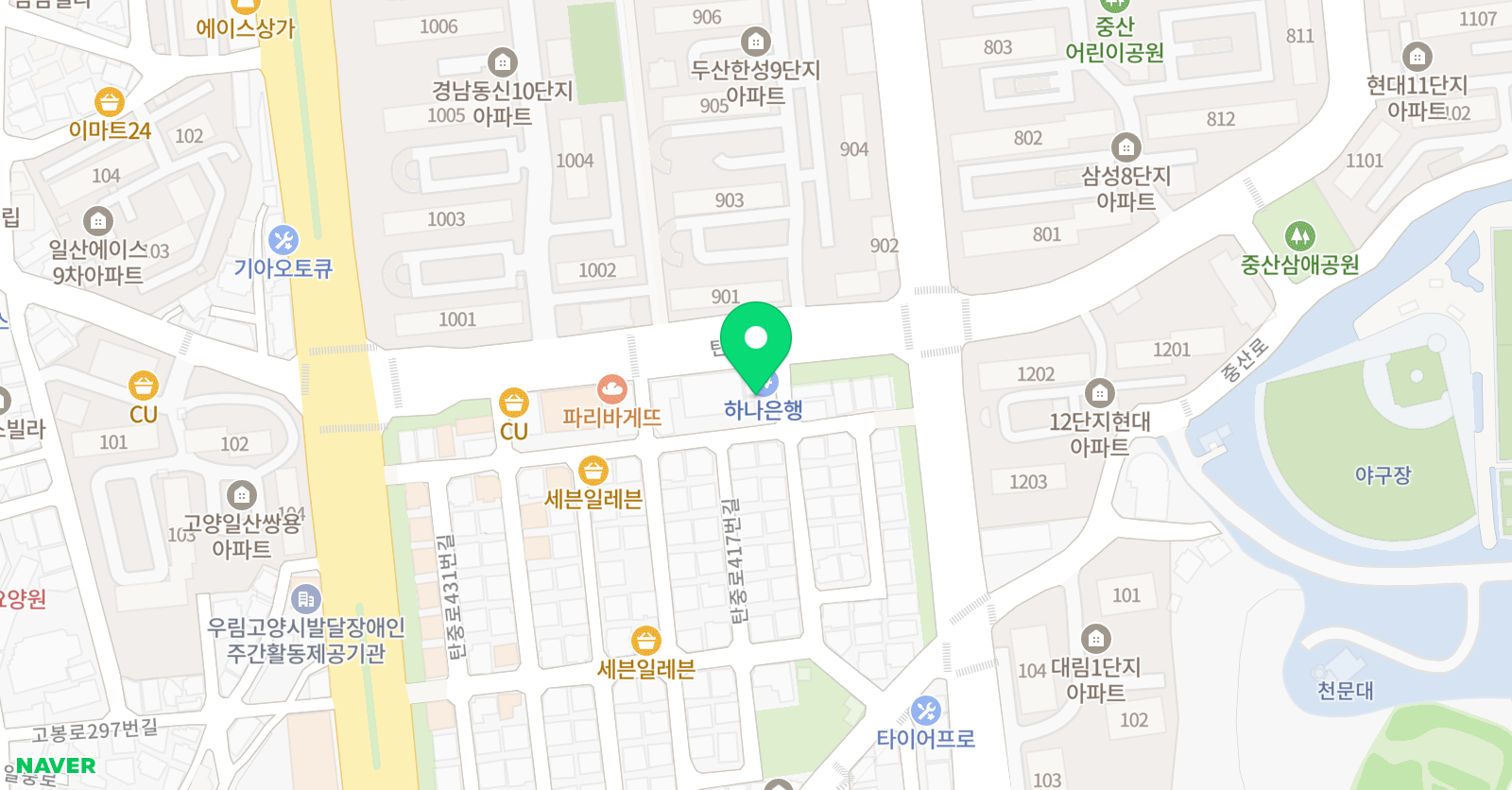 석사 중산 태권도장 위치