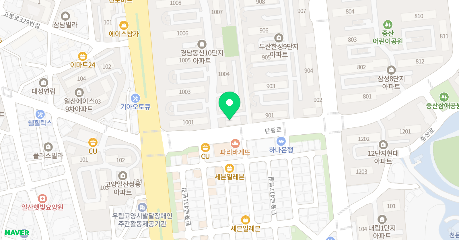 빨간펜 수학의달인 중산점 위치