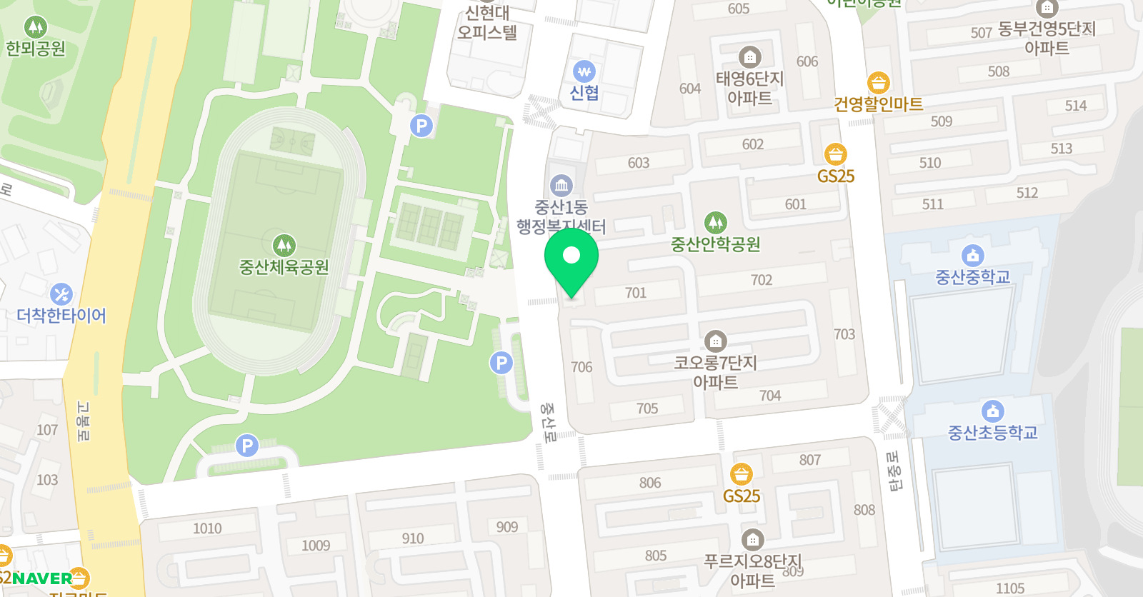 뮤엠 영어학원 중산캠퍼스 위치