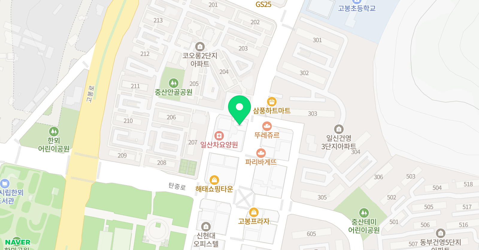 리드인 중산고봉초점 위치