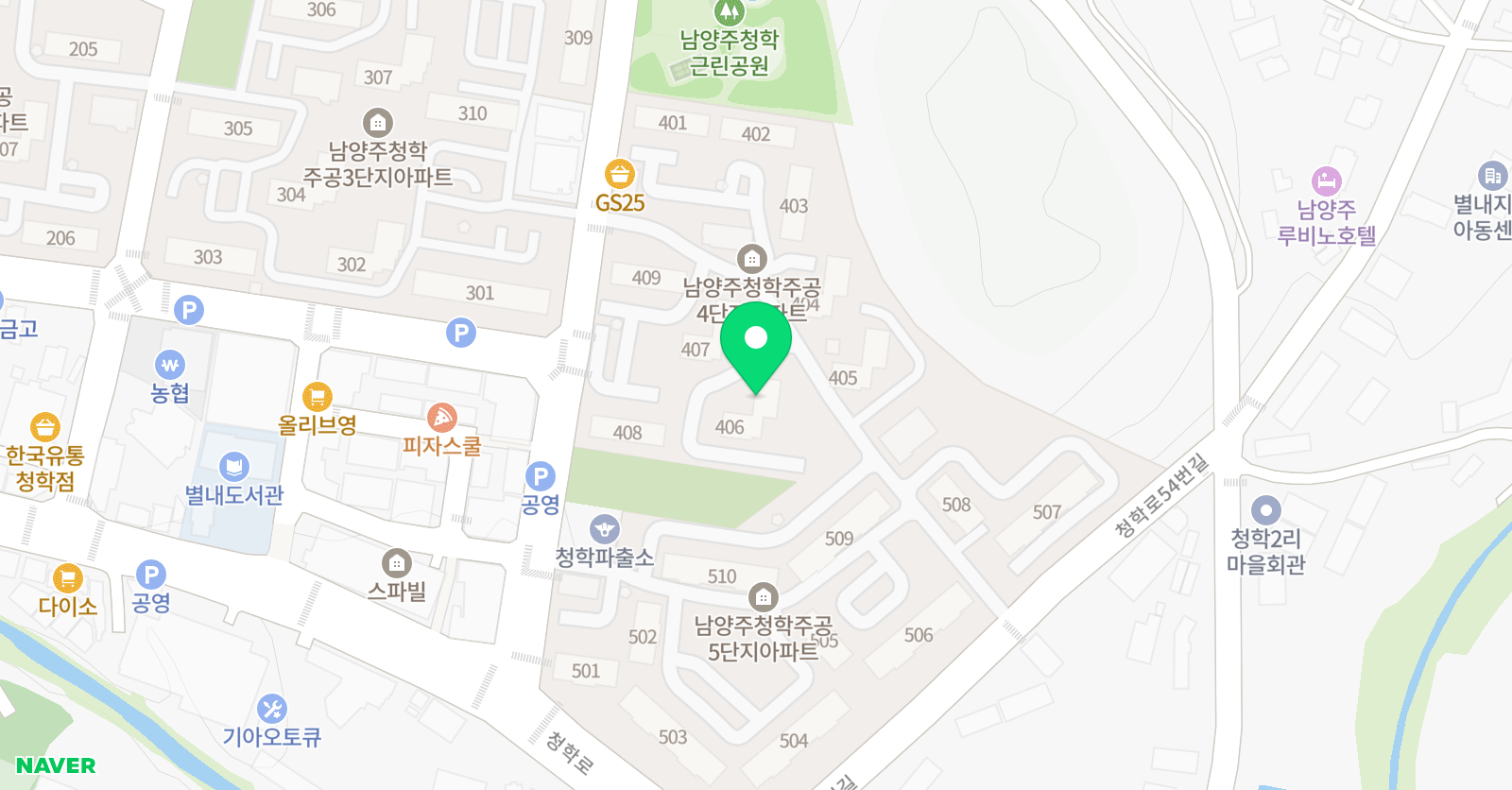 뮤엠 영어학원 별내청학점 위치