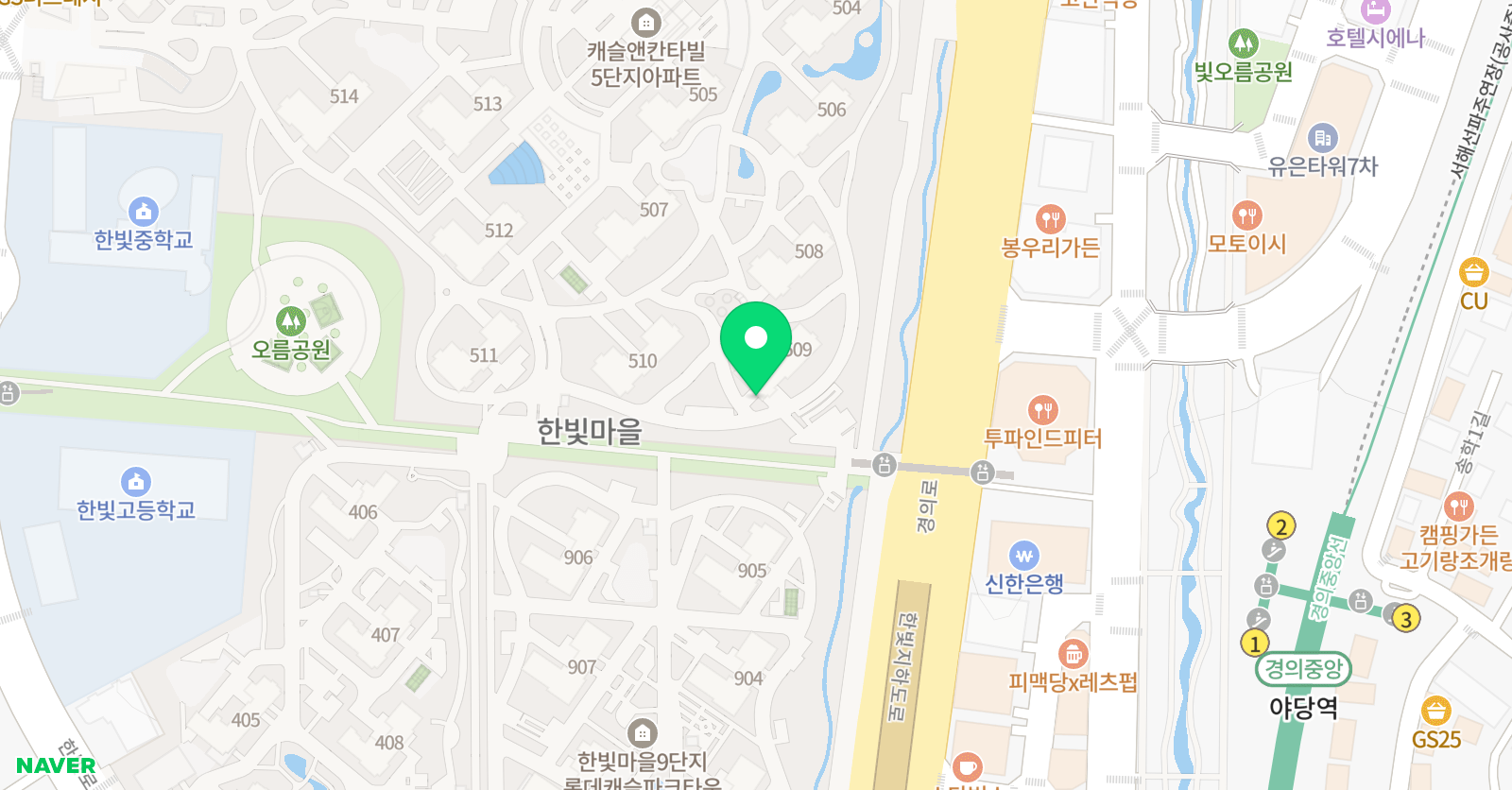 빛을발하다 한빛마을 수학공부방 한빛마을 수학 공부방 위치