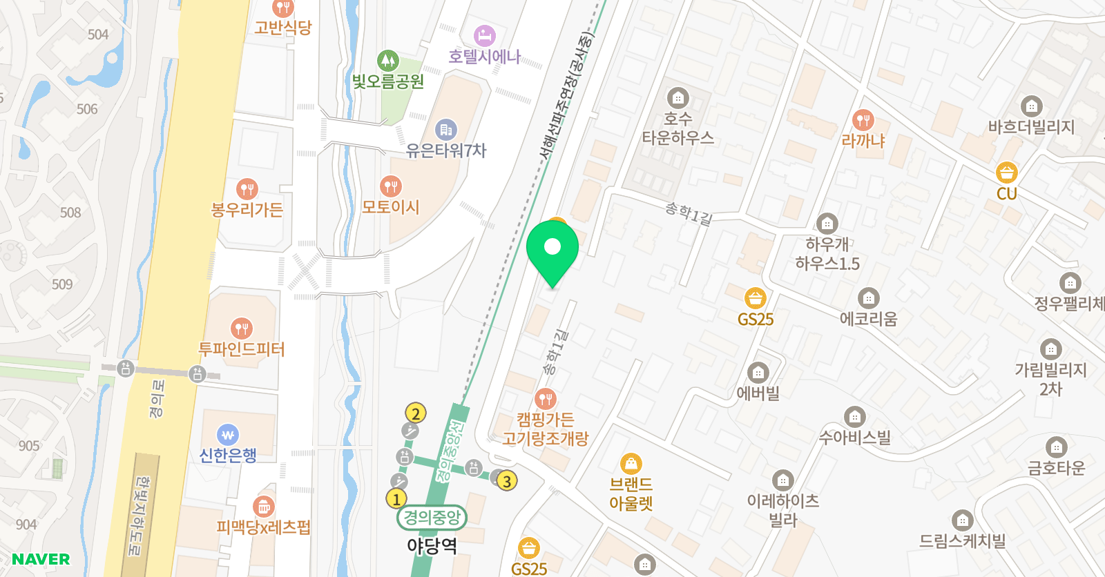HR풋볼클럽 덕이점 위치