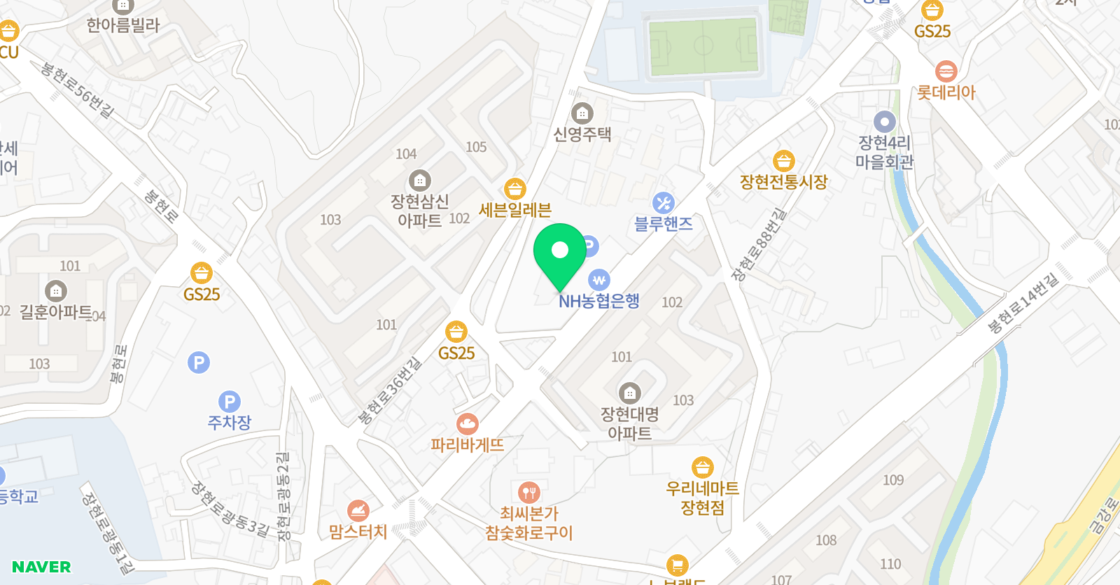 지앤비 어학원 장현캠퍼스 위치