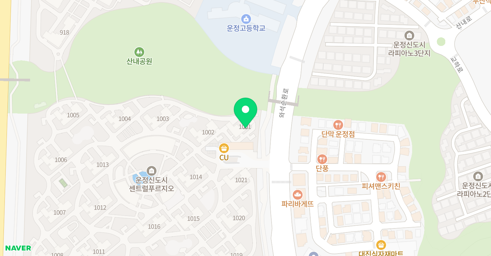 뮤엠 영어 운정푸르지오산내초 NEST 위치