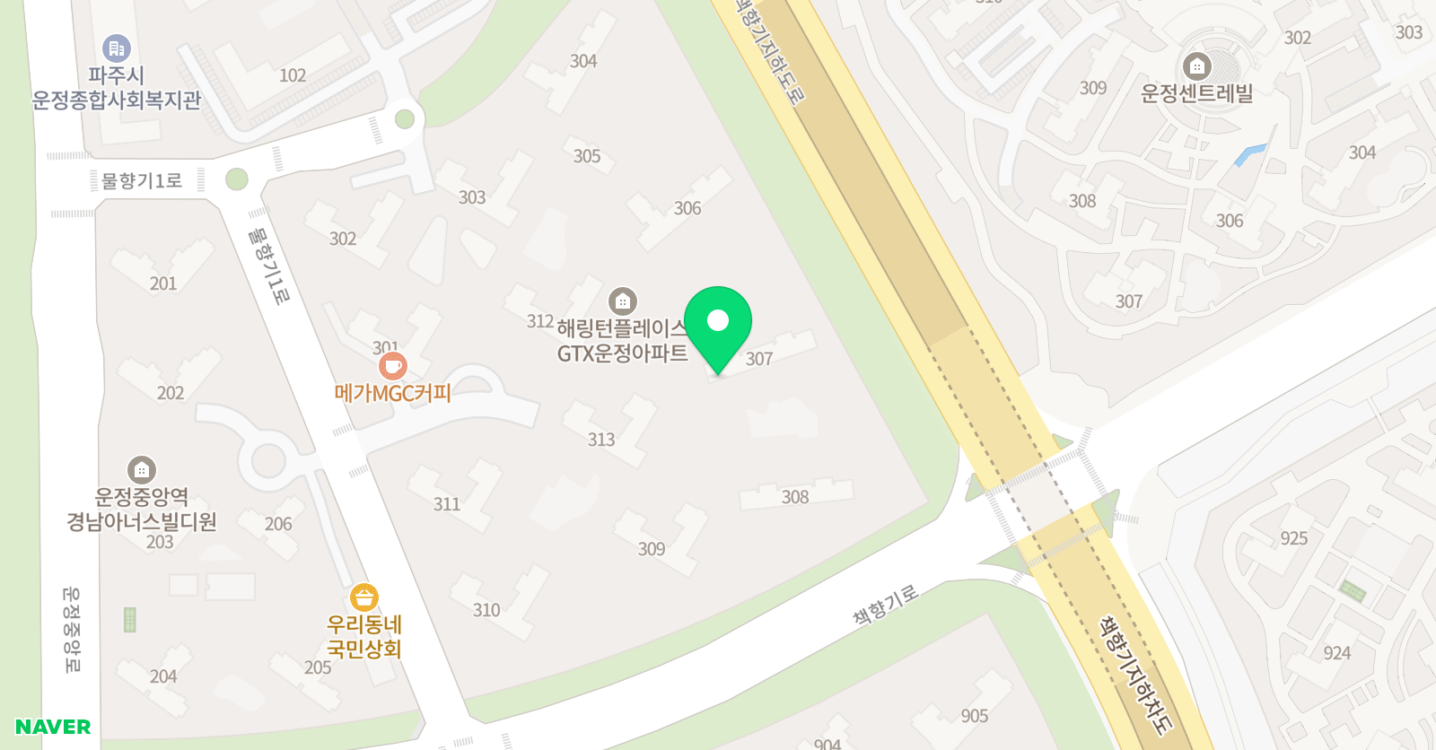 아소비 파주물향기3단지점 위치