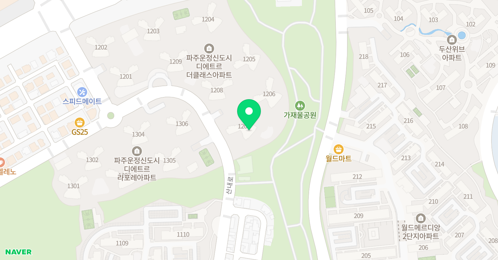 아소비 파주산내12 단지점 위치