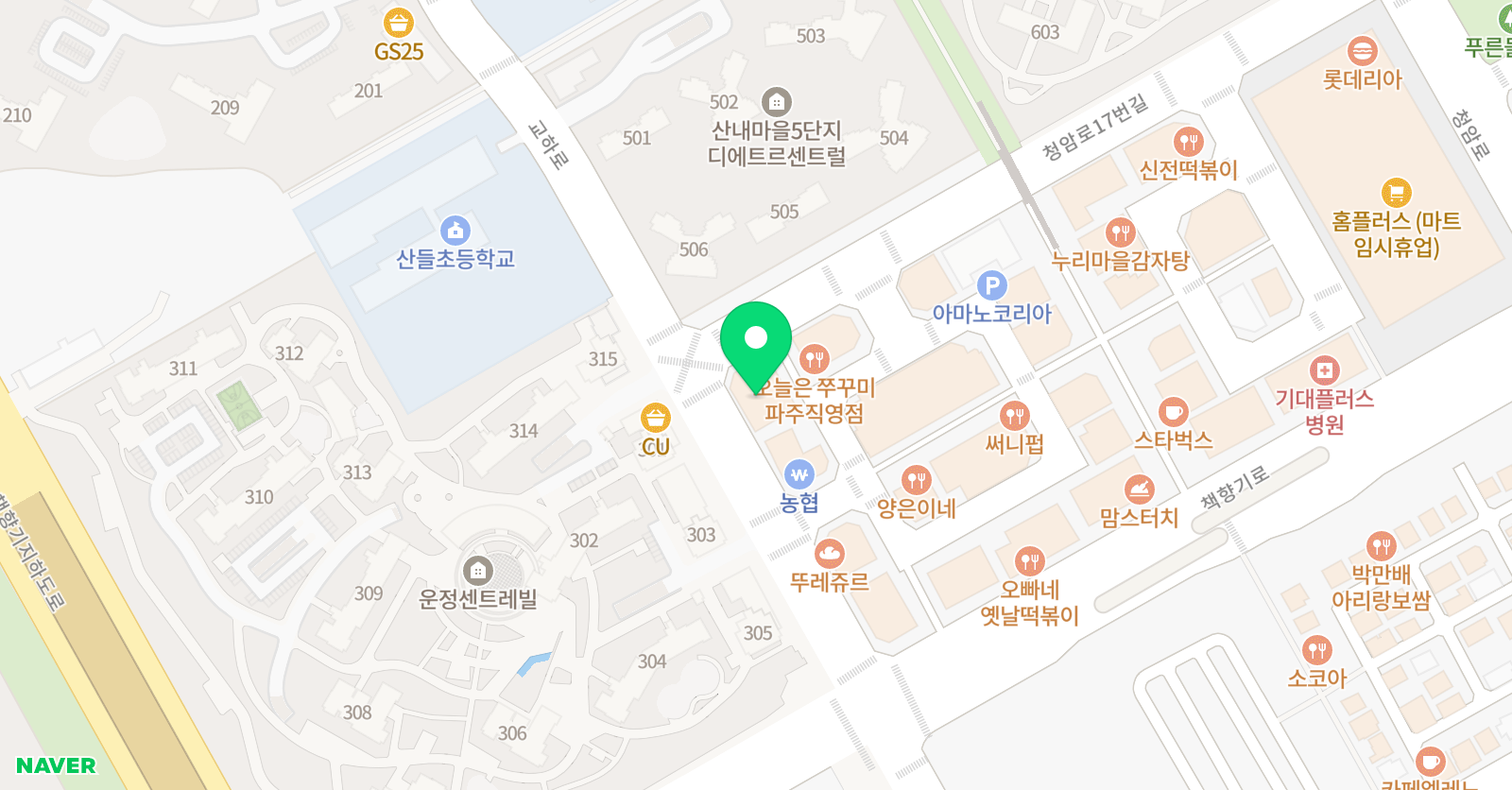 운정 수풀림 수학학원 위치