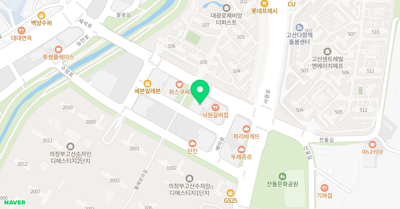 SY지니어스 학원 훈민관 위치