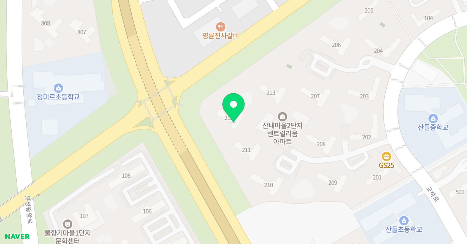 초록나무 공부방 파주산내2단지점 위치