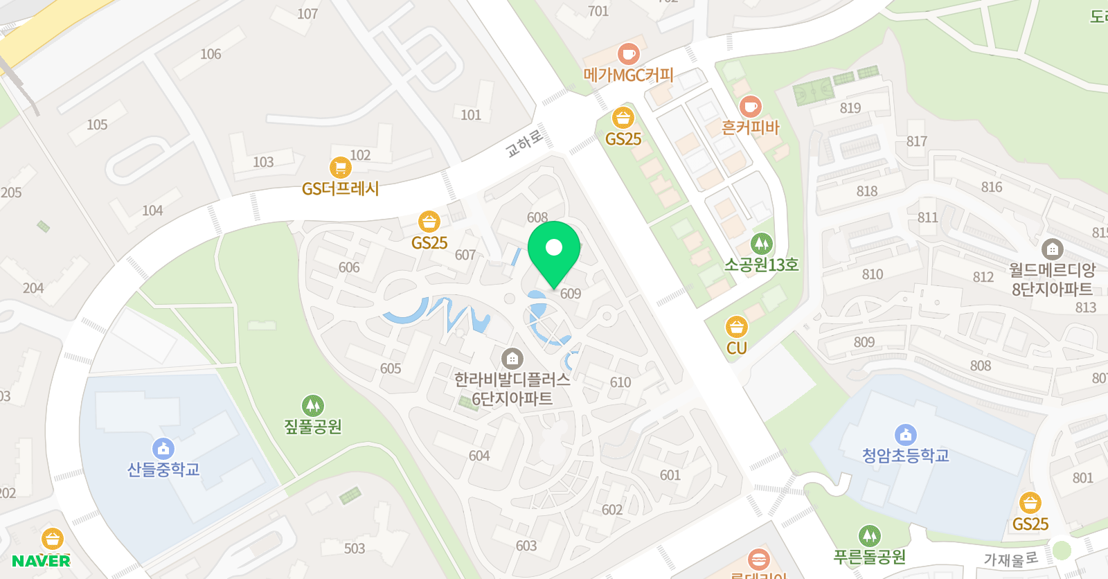아소비 파주산내6단지점 위치
