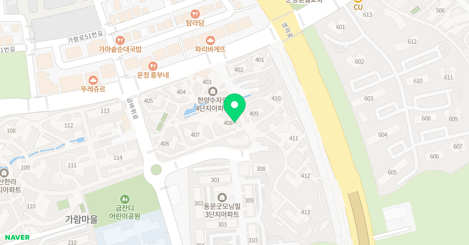 빨간펜 수학의달인 가람수자인점 위치