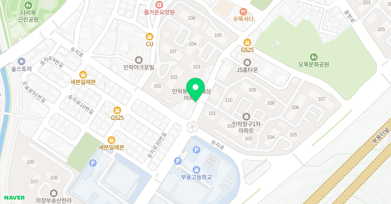 킨더짐 미르 태권도 위치
