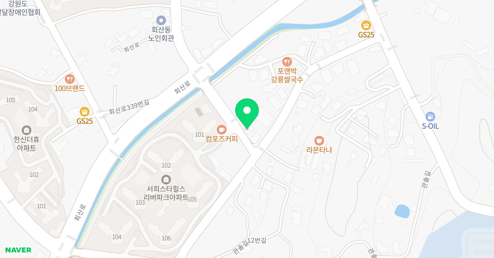 점프스쿨 강원회산센터 위치