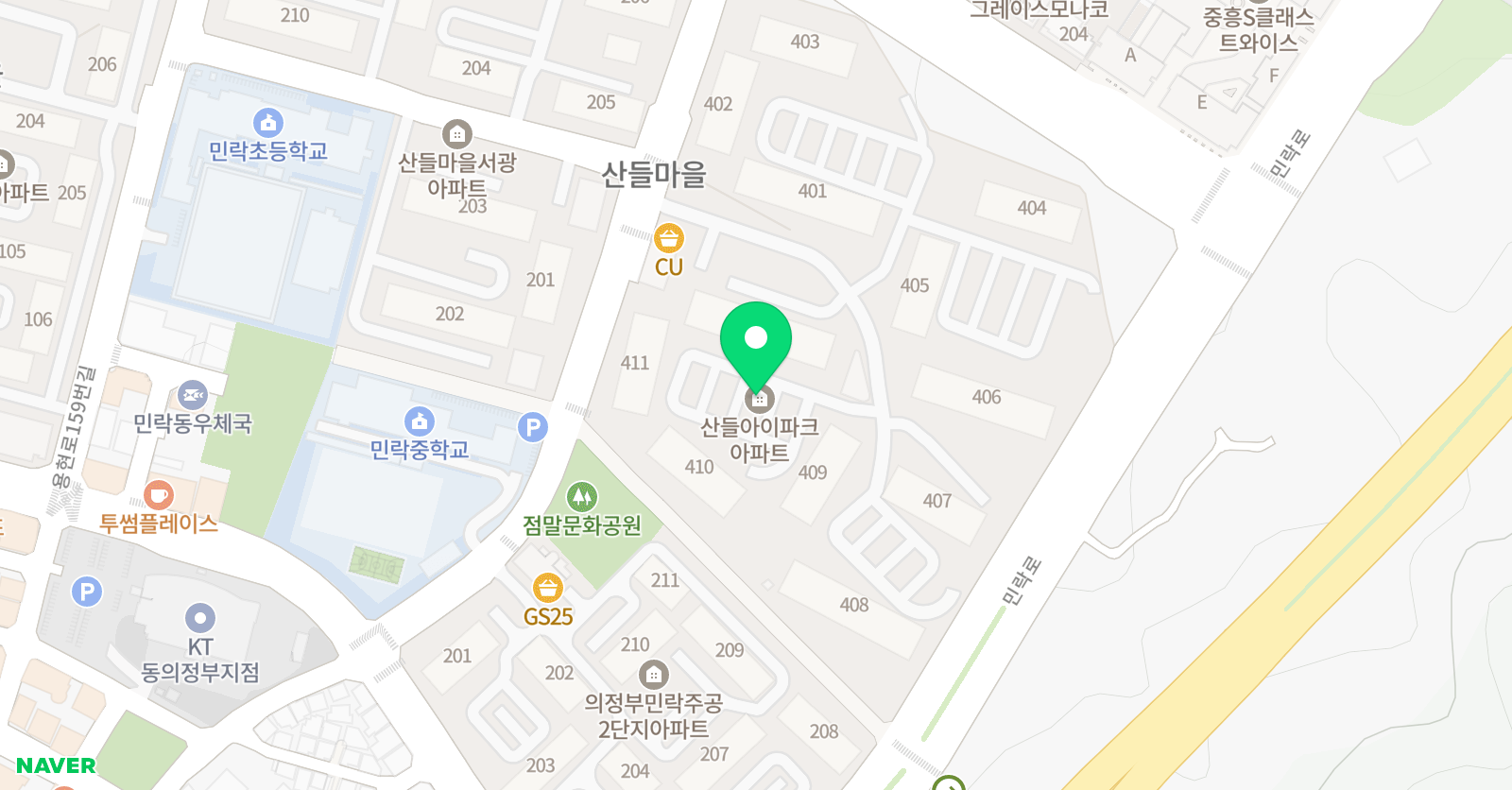 한솔플러스 영어 민락산들아이크점 위치