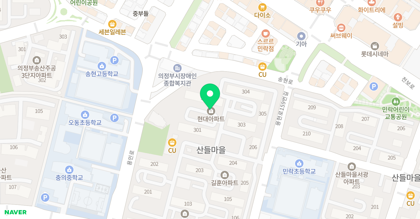 기탄사고력교실 민락산들마을길훈교실 위치