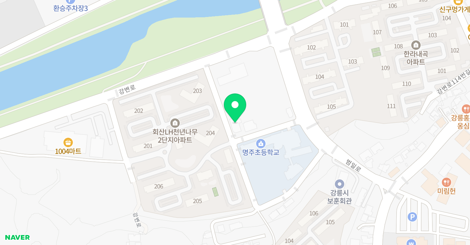 한체대명주 태권도 위치