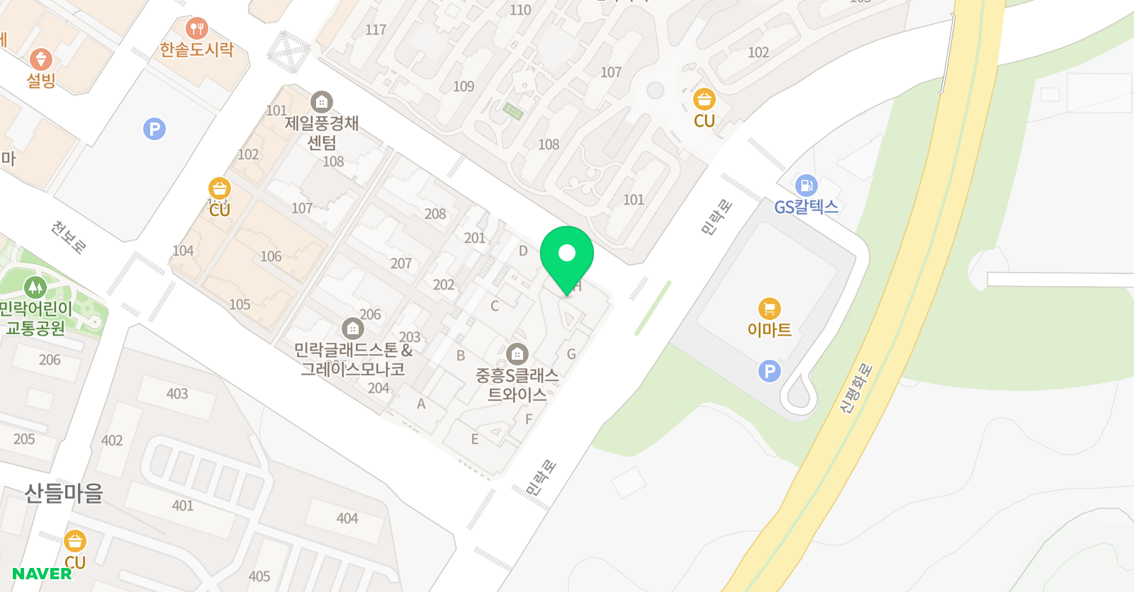 아소비 민락센터 위치