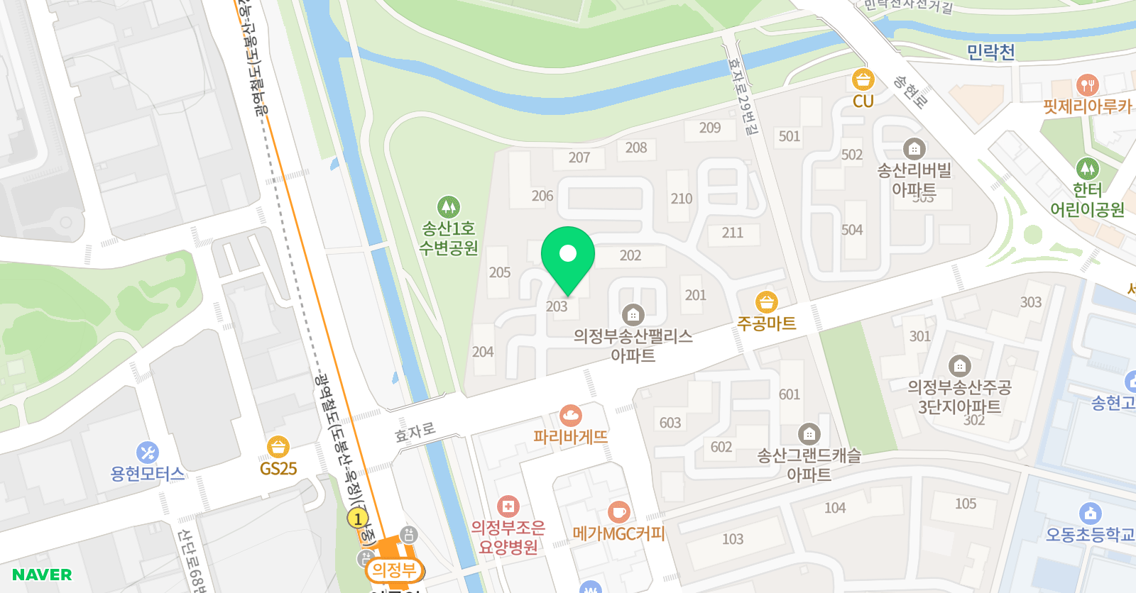 큐브레인 의정부민락송산주공큐브센터 위치