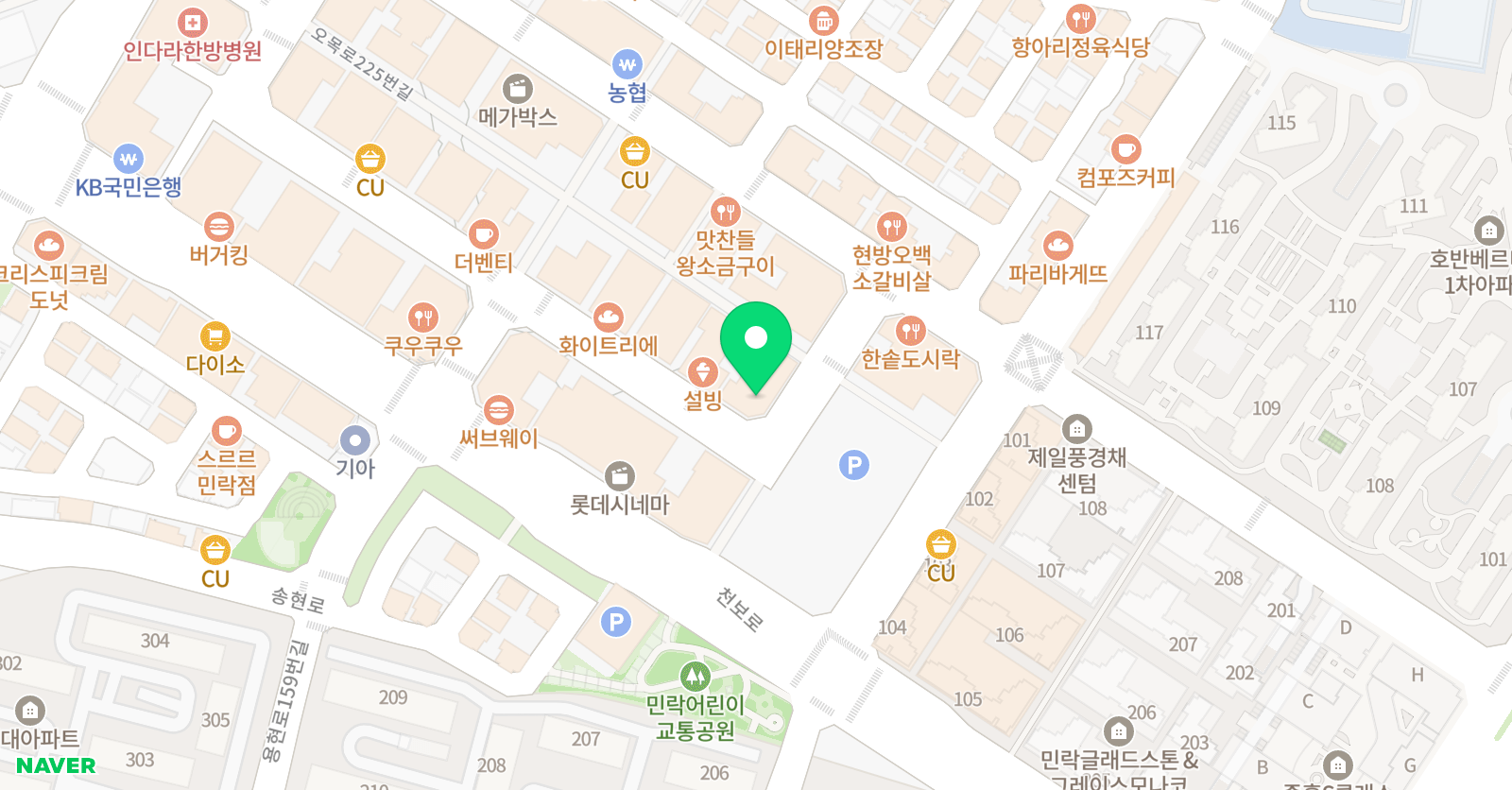 오르다샘앤클래스 의정부민락점 위치