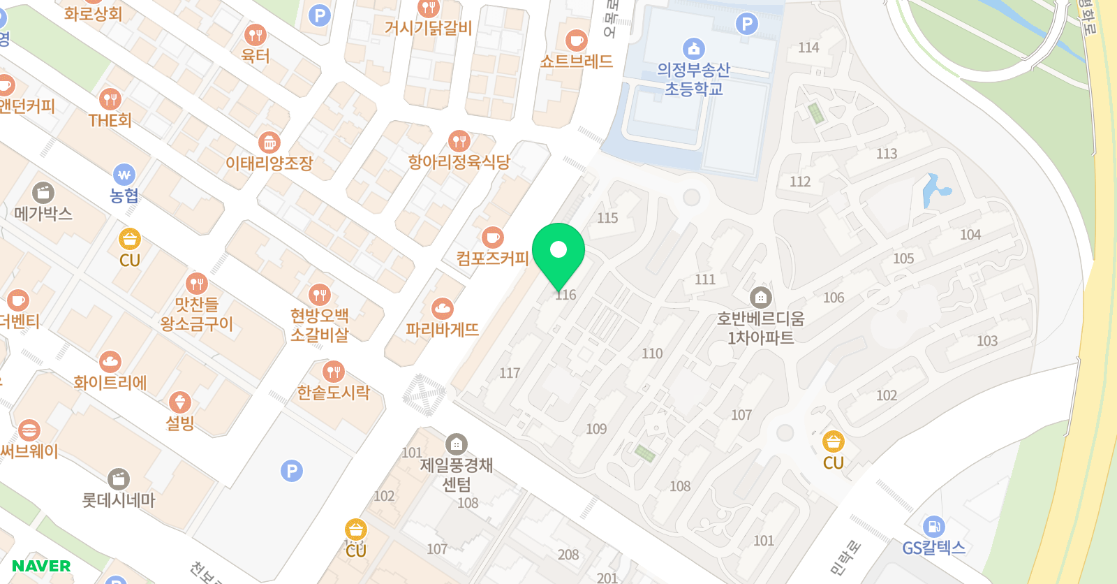아소비 의정부민락호반1차점 위치