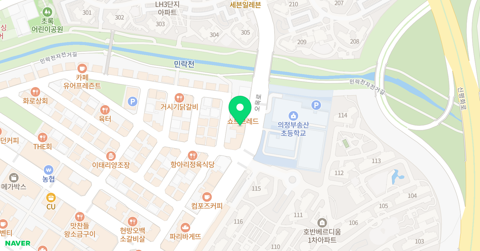 지앤비 어학원 민락송산캠퍼스 위치