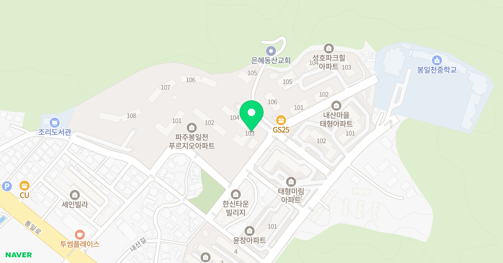 스마트해법 수학 봉일천푸르지오점 위치