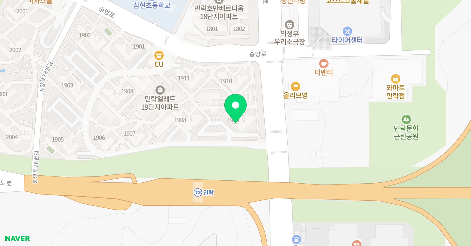 아소비 의정부민락엘레트점 위치