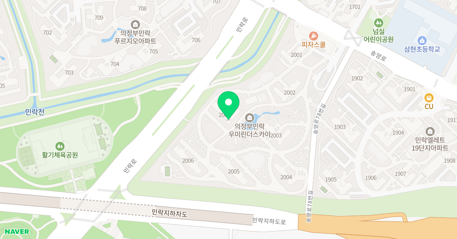 한솔 영어학원 민락우미린 더스카이점 위치