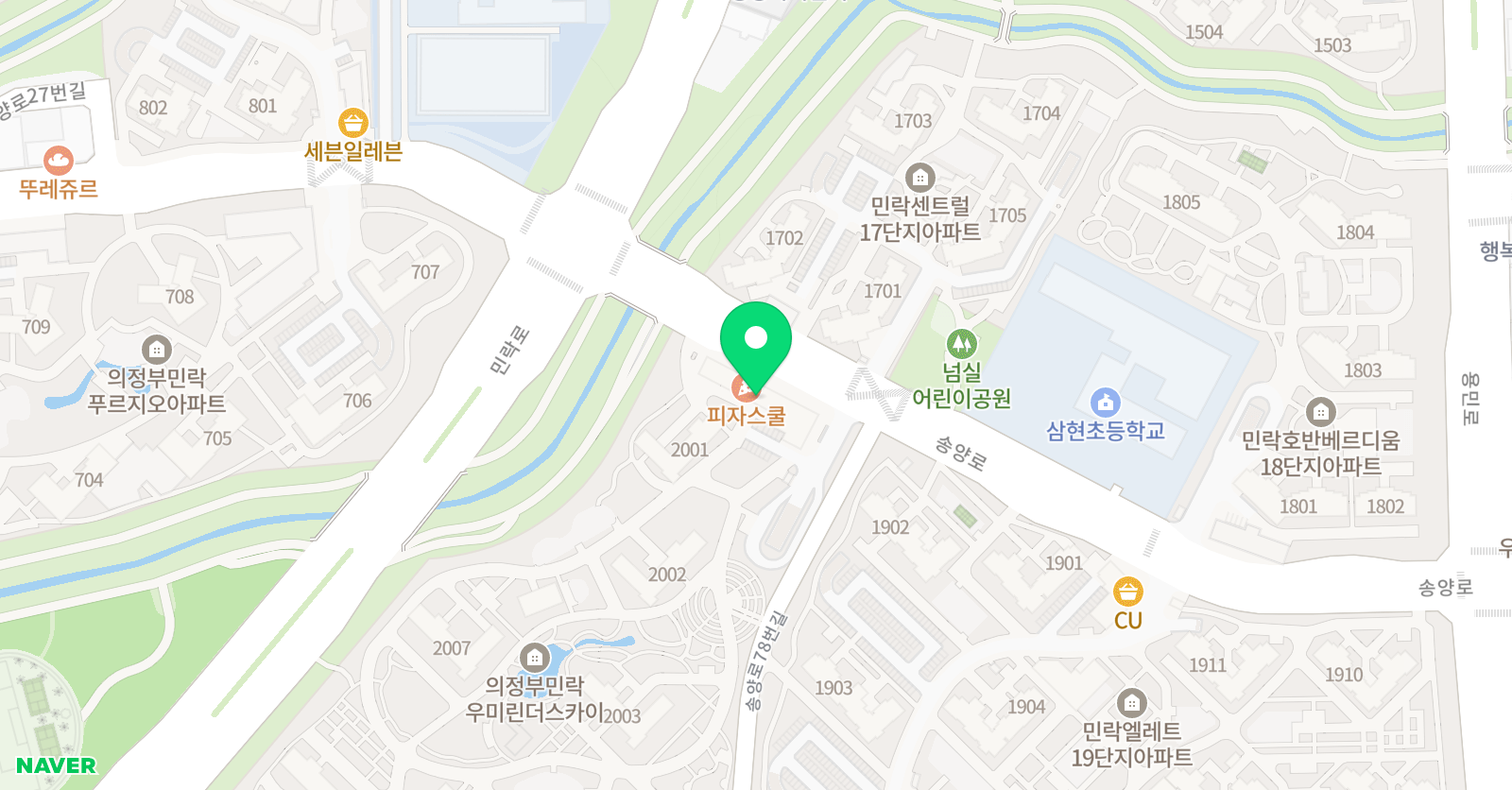 더쎈 수학 삼현학원 위치