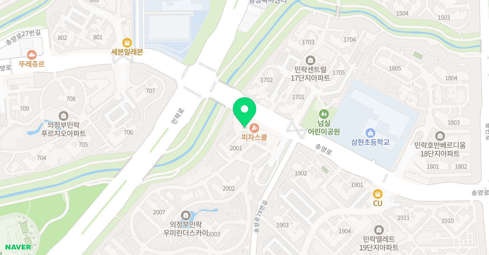 스마트 해법수학학원 우미린점 위치
