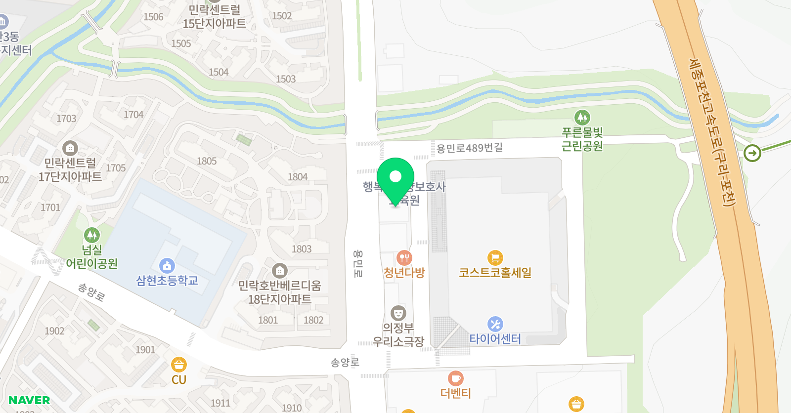 뮤엠 영어 민락삼현초점 위치