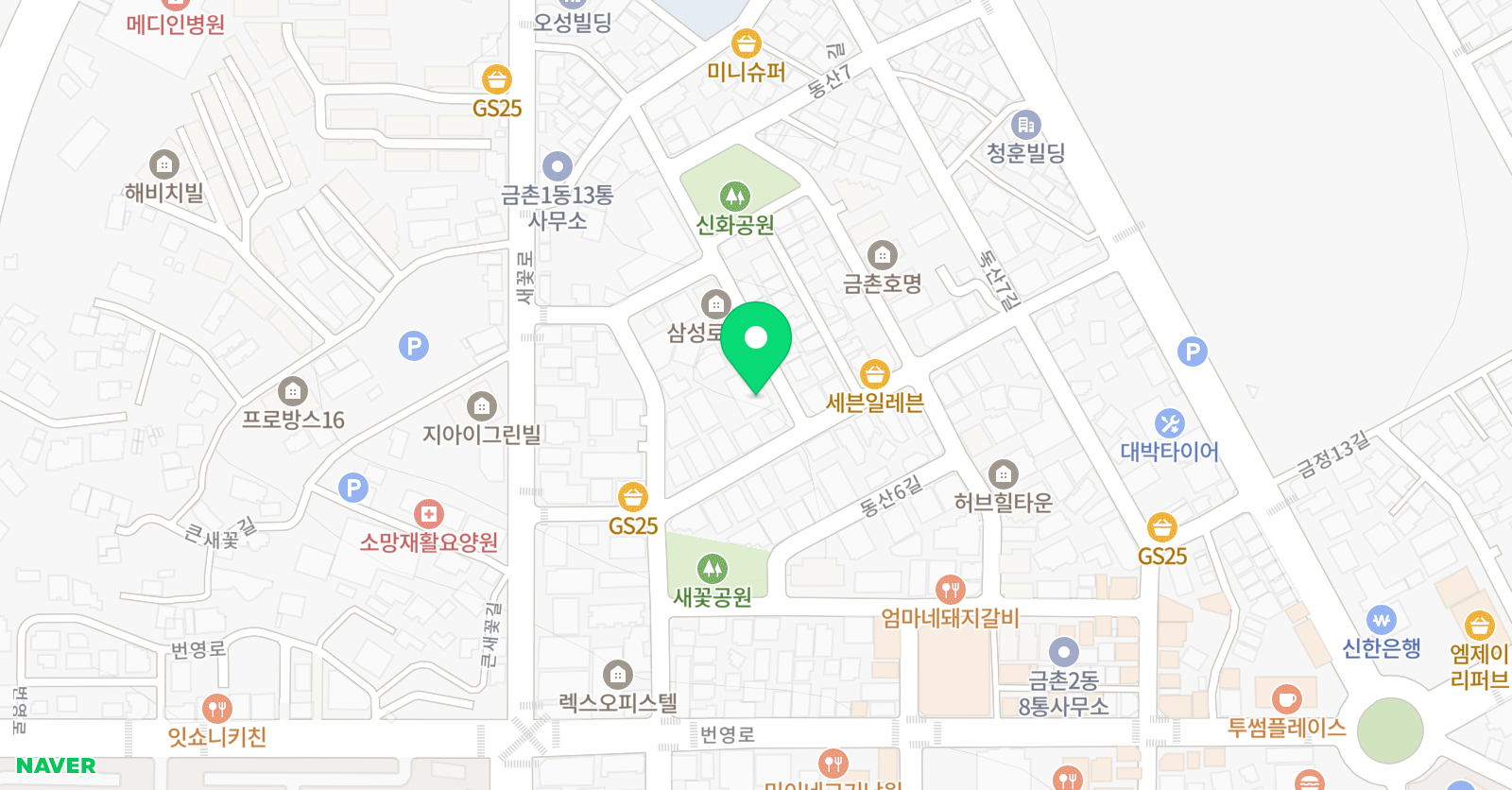 홍익늘푸른 학원 위치
