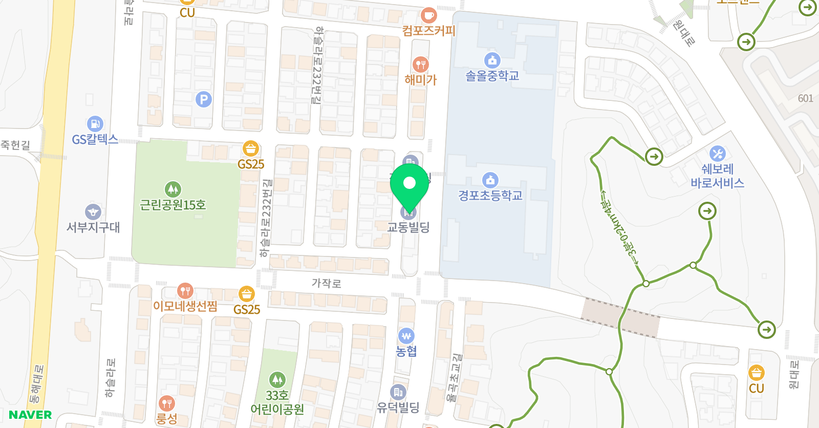다한 태권도 학원 위치