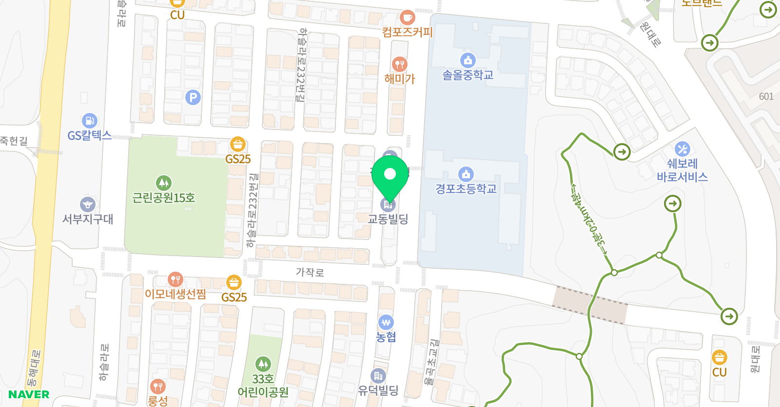 알롱제발레무용 학원 교동점 위치