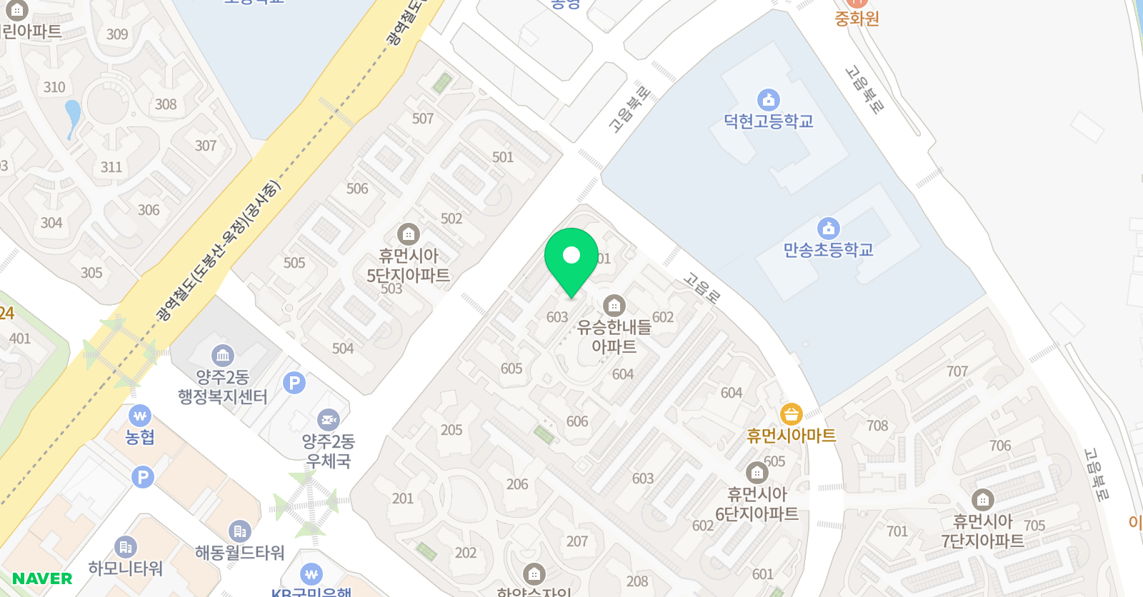 아소비 양주고읍유승한내들점 위치
