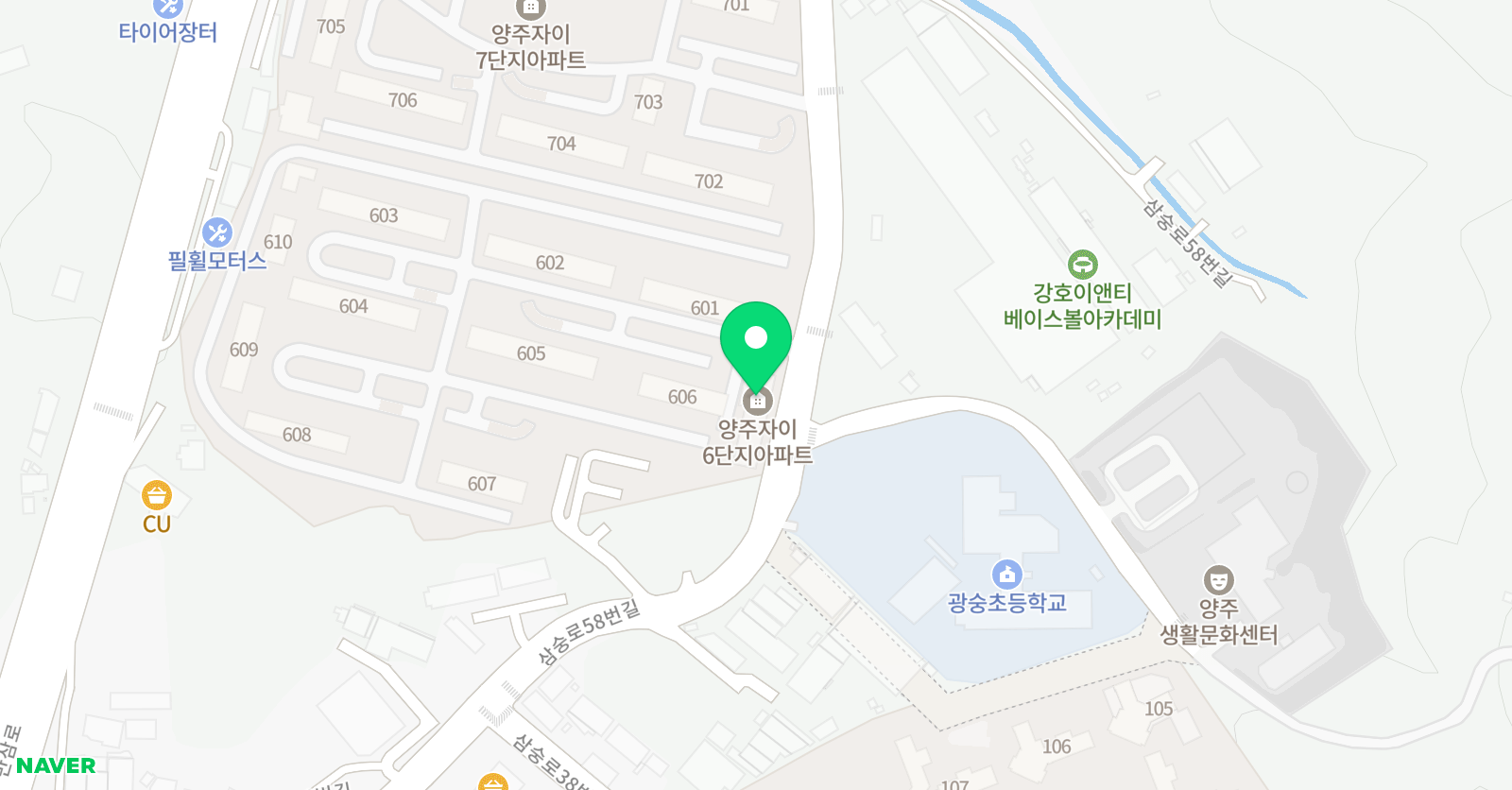 아소비 학습학원 양주삼숭자이 6단지점 위치