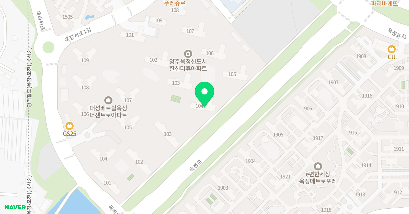 기탄사고력 교실 옥정한신더휴점 위치