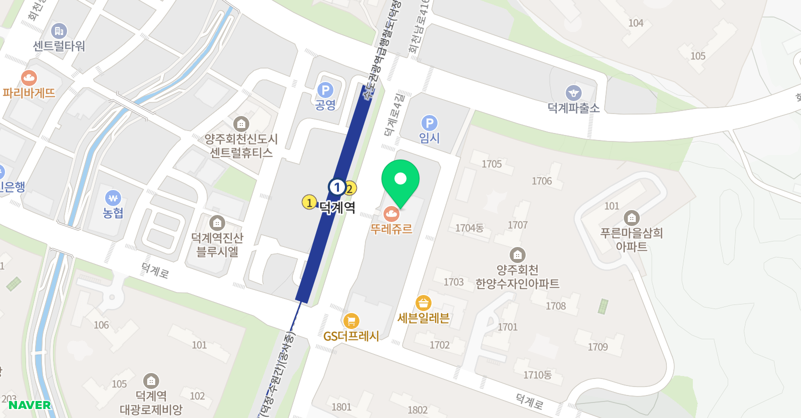 아소비 큐미르 덕계역센터점 학원 위치