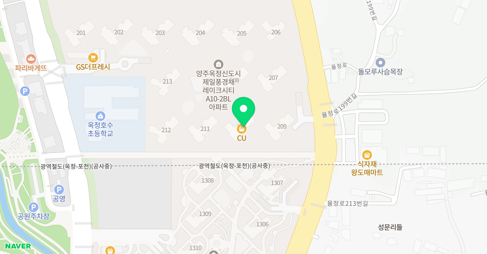 아소비 양주옥정풍경채2단지점 위치