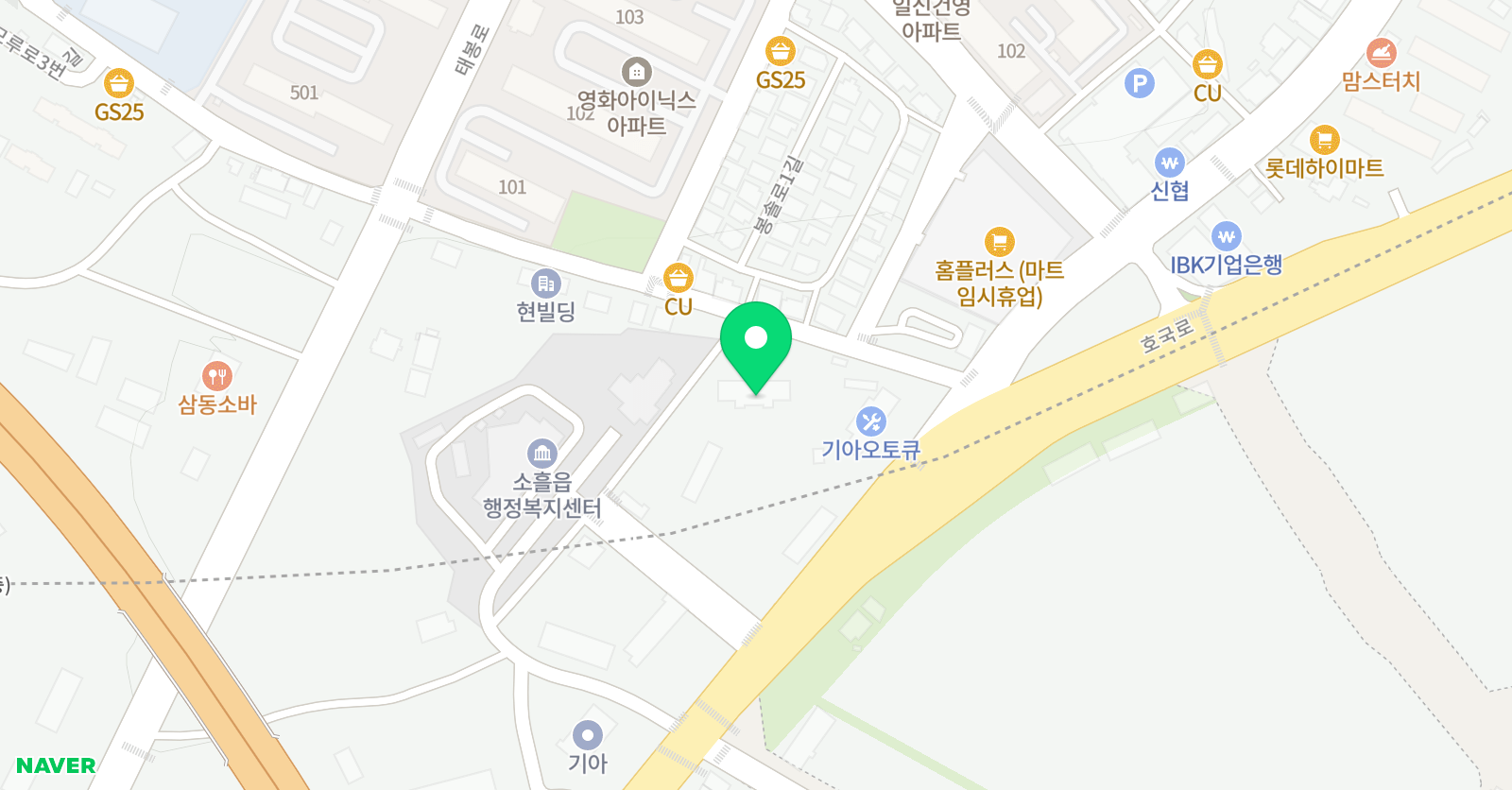 키즈넘버원 태권도장 위치