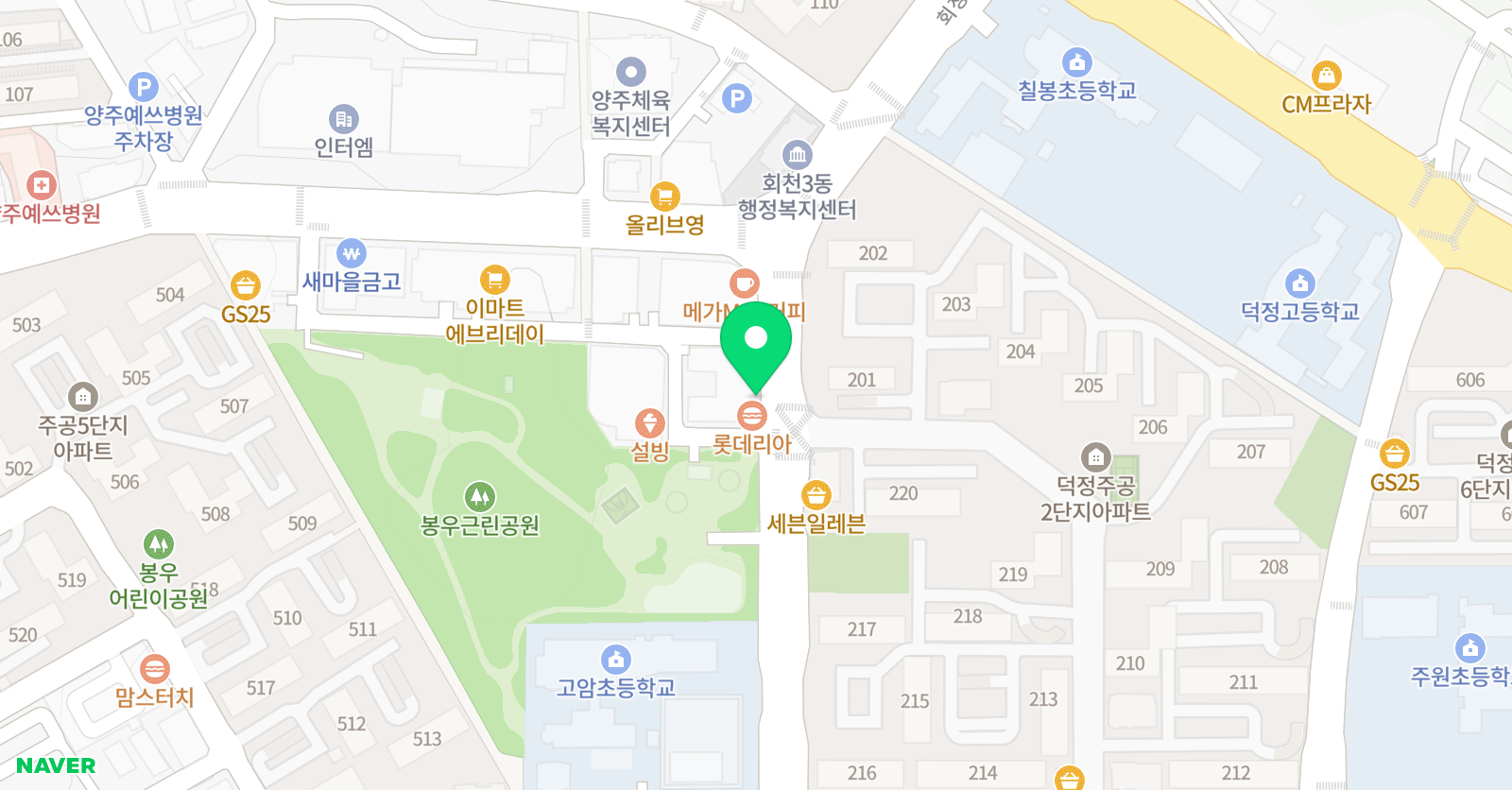 한샘학원 덕정제2캠퍼스 위치