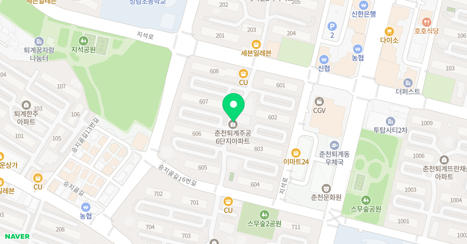스마트해법 수학학원 춘천퇴계6단지점 위치