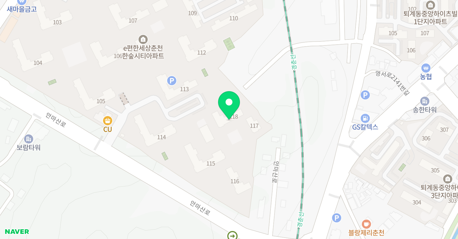 아소비 춘천퇴계한숲점 위치