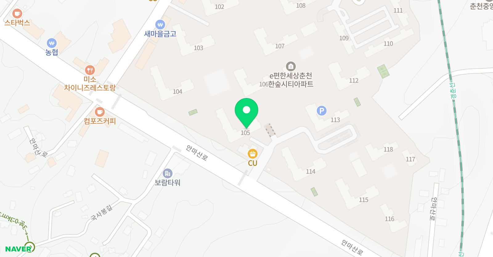 기탄사고력교실 춘천한숲시티2호점 위치